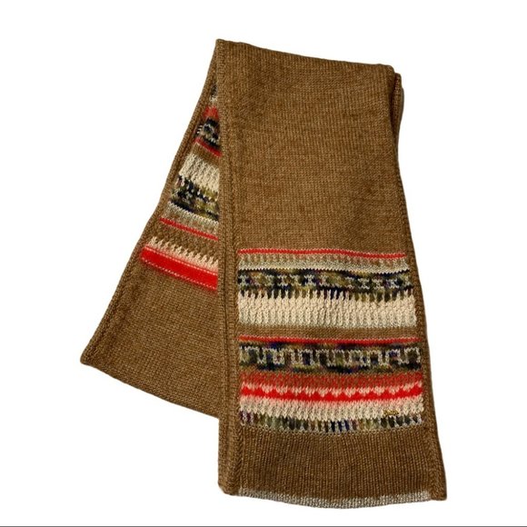 Juicy Couture Long Scarf Brown Cream Red One Size - Picture 5 of 9